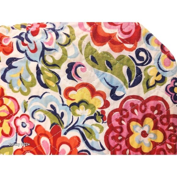 Vera Bradley Quilted Floral Tote Bag With Button Closure - Picture 5 of 14